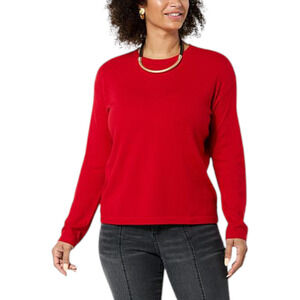 WynneCollection Women's Cashmere-Blend Layering Sweater Red - Regular